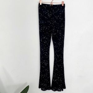 Jumisee Mesh Sheer Pants Flared Bell Bottom Pants